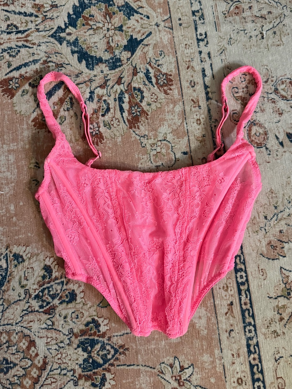 Urban Outfitters Neon Pink Lace Bodysuit